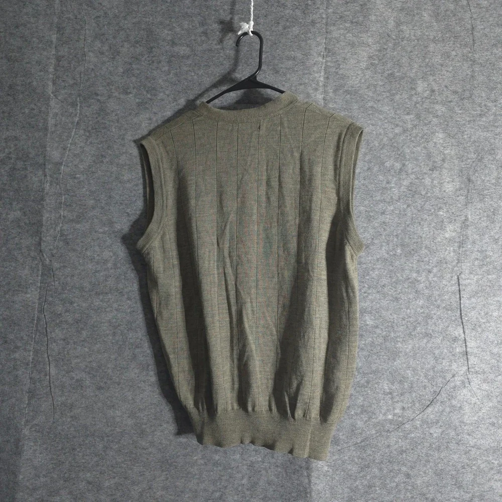 Jos A‎ Bank Mens Vest M Olive Green Wool Button Up Sleeveless Sweater Sportswear